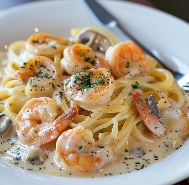 Flavorful shrimp pasta with a side of fresh pico de gallo.